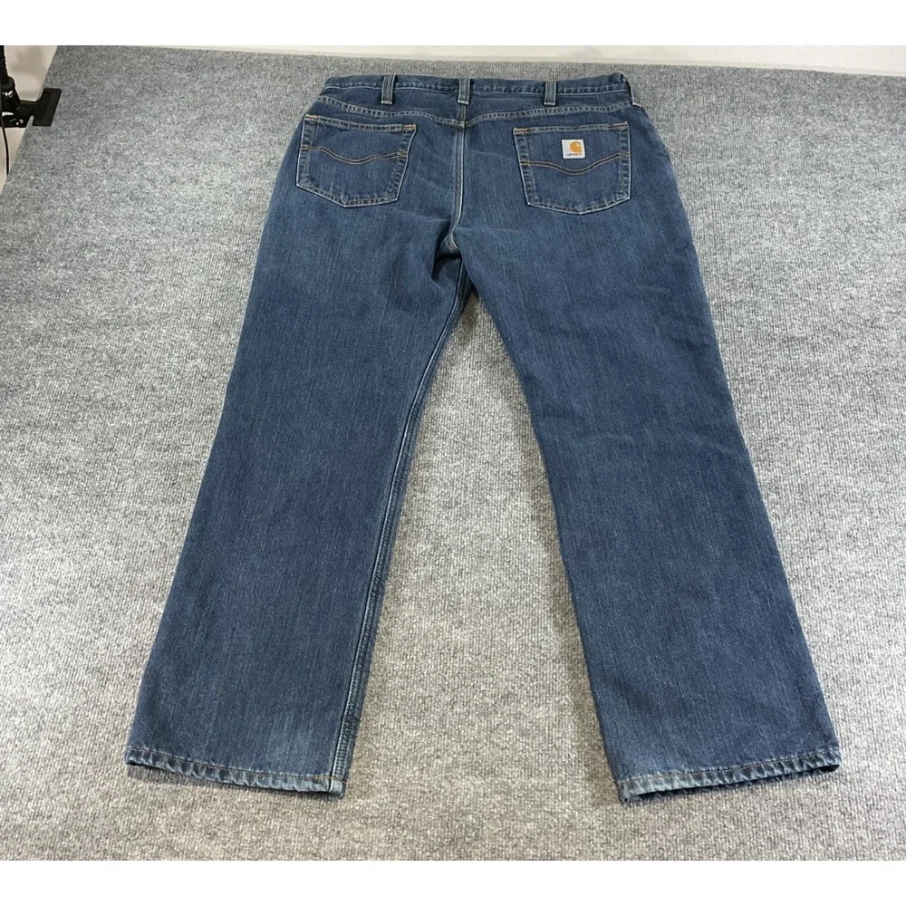 Carhartt Relaxed Fit Jeans Mens 38x30 Blue Denim Workwear Durable Straight Leg